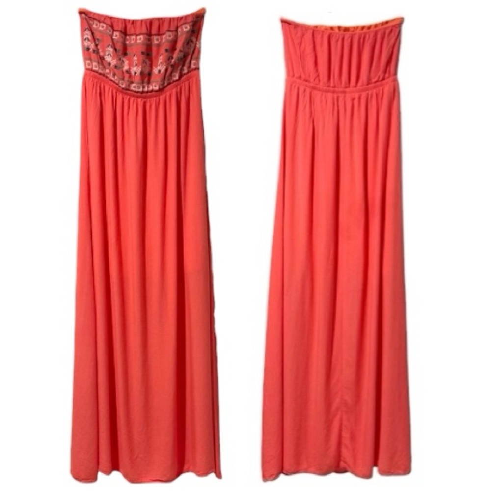 Ya Los Angeles Strapless Coral Maxi Dress